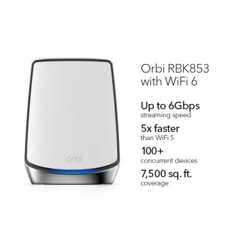 NETGEAR Orbi RBK853 AX6000 WiFi 6 tinklinė sistema Tri-band (2.4 GHz / 5 GHz / 5 GHz) Wi-Fi 6 (802.11ax) Pilka 4 Vidinė