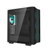 PC korpusas DeepCool CC560 V2 Midi Tower juodas — ATX/microATX, grūdintas stiklas, RGB priekinis apšvietimas, 360 mm priekinis radiatorius, 370 mm GPU
