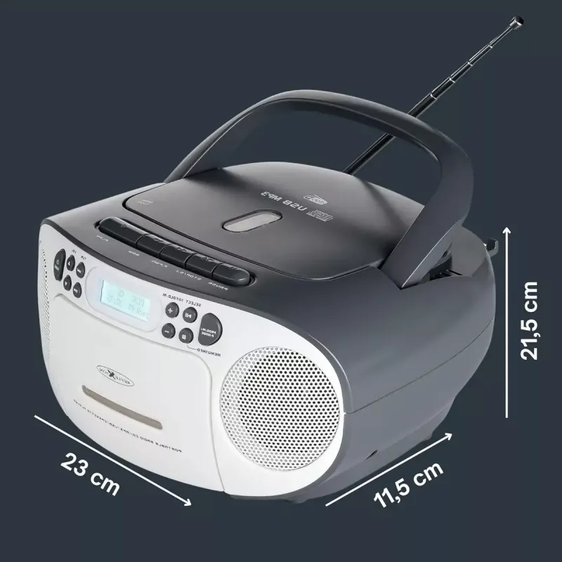 Nešiojama boombox sistema Reflexion RCR2260DAB balta/pilka su DAB+/FM imtuvu ir CD grotuvu