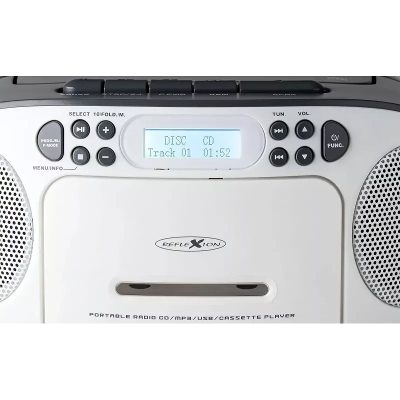 Nešiojama boombox sistema Reflexion RCR2260DAB balta/pilka su DAB+/FM imtuvu ir CD grotuvu