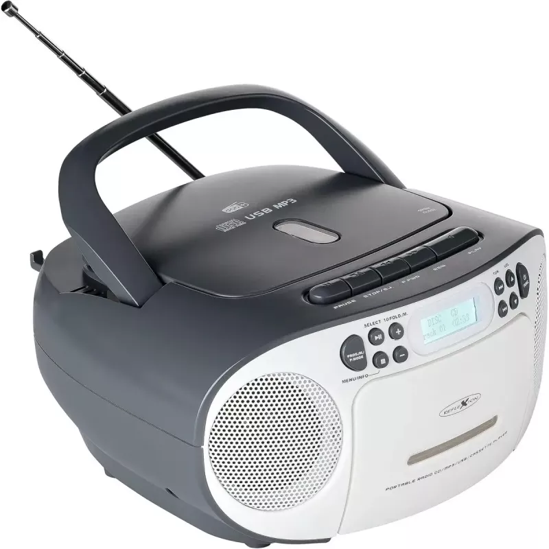 Nešiojama boombox sistema Reflexion RCR2260DAB balta/pilka su DAB+/FM imtuvu ir CD grotuvu