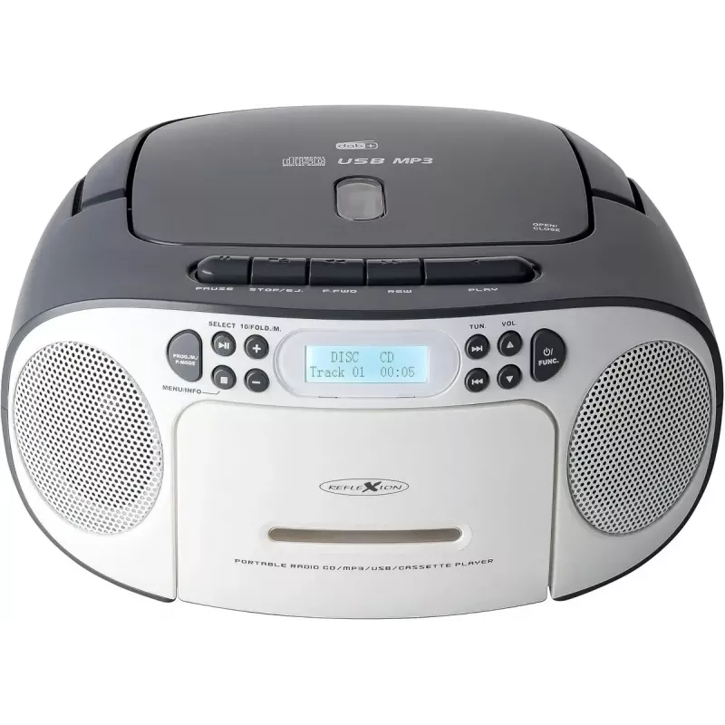 Nešiojama boombox sistema Reflexion RCR2260DAB balta/pilka su DAB+/FM imtuvu ir CD grotuvu