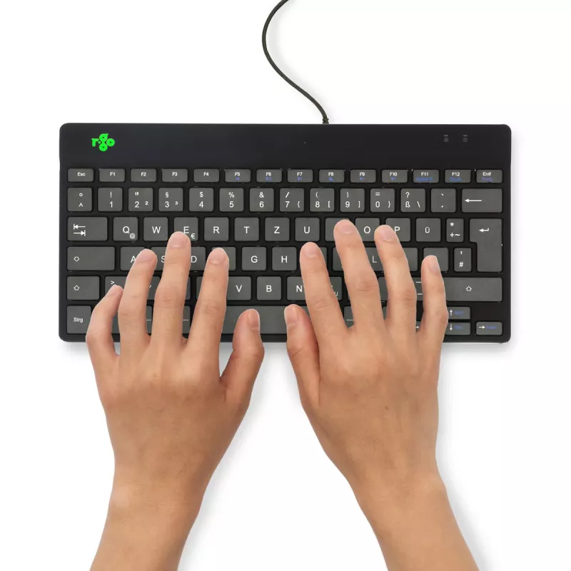 Ergonominė klaviatūra R-Go Tools R-Go Compact Break, kompaktiška klaviatūra su pertraukų programine įranga, QWERTZ (DE), laidinė, juoda