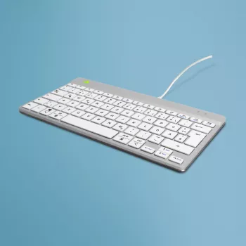 Ergonominė klaviatūra R-Go Tools R-Go Compact Break, kompaktiška klaviatūra su pertraukų programine įranga, QWERTZ (DE), laidinė, balta
