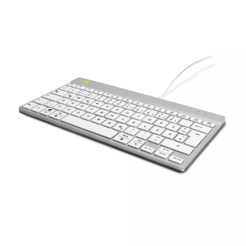 Ergonominė klaviatūra R-Go Tools R-Go Compact Break, kompaktiška klaviatūra su pertraukų programine įranga, QWERTZ (DE), laidinė, balta
