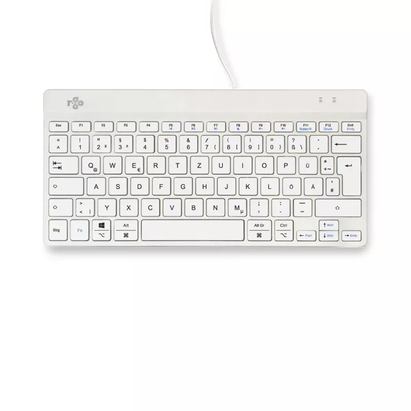 Ergonominė klaviatūra R-Go Tools R-Go Compact Break, kompaktiška klaviatūra su pertraukų programine įranga, QWERTZ (DE), laidinė, balta