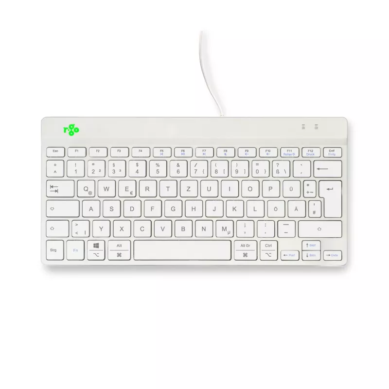 Ergonominė klaviatūra R-Go Tools R-Go Compact Break, kompaktiška klaviatūra su pertraukų programine įranga, QWERTZ (DE), laidinė, balta