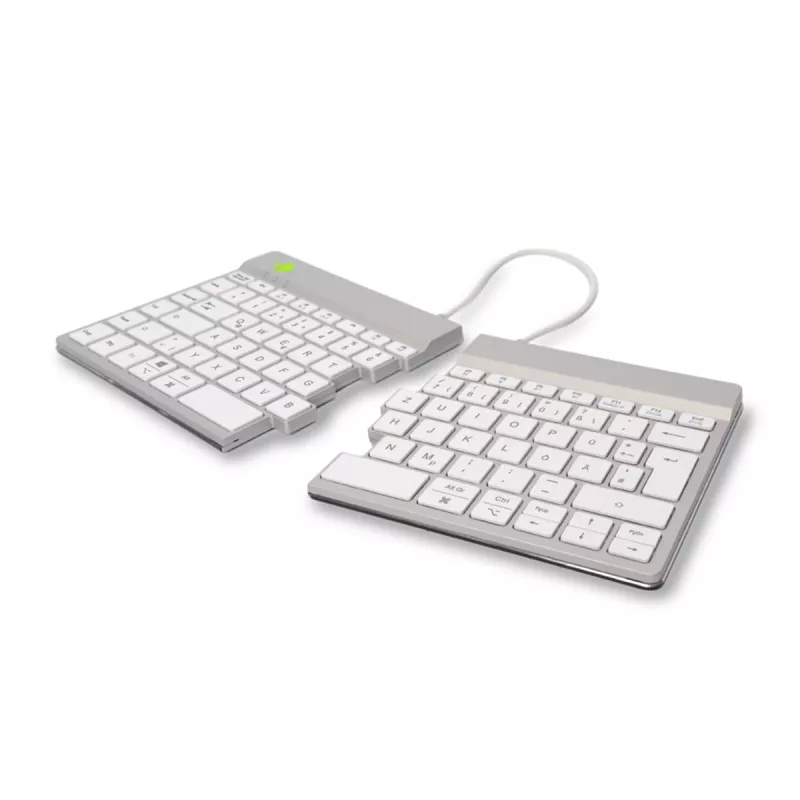 R-Go Tools Ergonominė klaviatūra R-Go Split Break su pertraukų programine įranga, ergonomiška padalinta klaviatūra, QWERTZ (DE), Bluetooth, balta