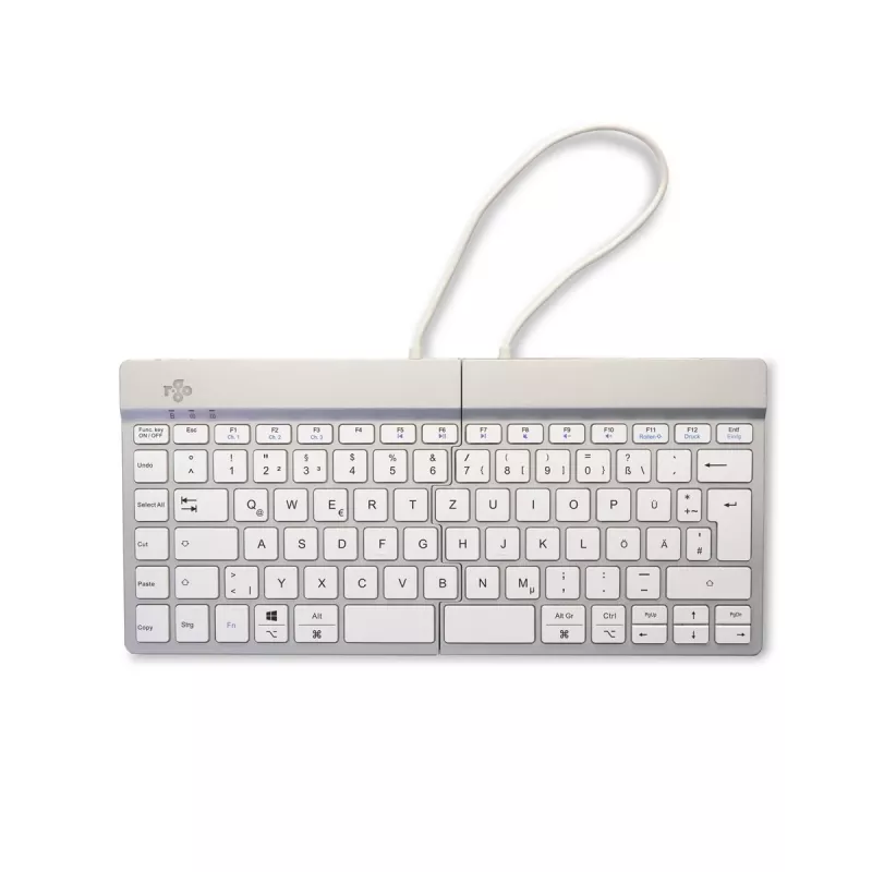 R-Go Tools Ergonominė klaviatūra R-Go Split Break su pertraukų programine įranga, ergonomiška padalinta klaviatūra, QWERTZ (DE), Bluetooth, balta