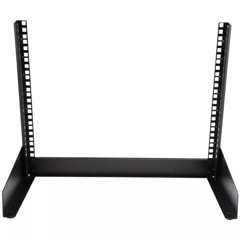 StarTech.com 2 stulpų 8U stalinis serverio stovas, mažas atviras rėmas 19 colių kompiuterio stovas, kompaktiškas tinklo stovas AV / studijos / duomenų / IT įrangai - laisvai stovintis dviejų stulpų namų / biuro stovas