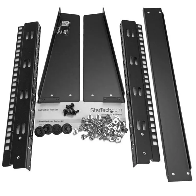 StarTech.com 2 stulpų 8U stalinis serverio stovas, mažas atviras rėmas 19 colių kompiuterio stovas, kompaktiškas tinklo stovas AV / studijos / duomenų / IT įrangai - laisvai stovintis dviejų stulpų namų / biuro stovas