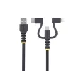 StarTech.com 1 m patikimas USB kelių įkrovimų kabelis, USB į Lightning/Micro-USB/USB-C, Apple MFi sertifikuotas, aramidinis apvalkalas, universalus 3-in-1 USB įkrovimo laidas, skirtas iPhone/iPad/Android