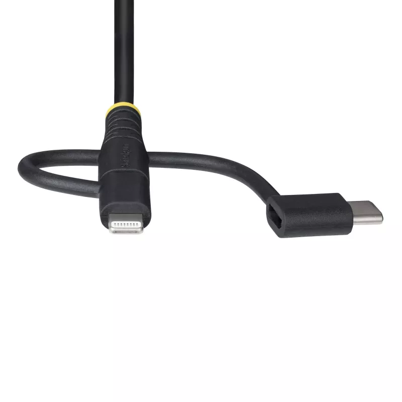 StarTech.com 1 m patikimas USB kelių įkrovimų kabelis, USB į Lightning/Micro-USB/USB-C, Apple MFi sertifikuotas, aramidinis apvalkalas, universalus 3-in-1 USB įkrovimo laidas, skirtas iPhone/iPad/Android