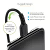 StarTech.com 1m (3 pėd.) USB į Lightning laidas, MFi sertifikuotas, spiralinis iPhone įkrovimo laidas, juodas, patvarus TPE apvalkalas, aramidinis pluoštas, tvirtas spiralinis Lightning laidas