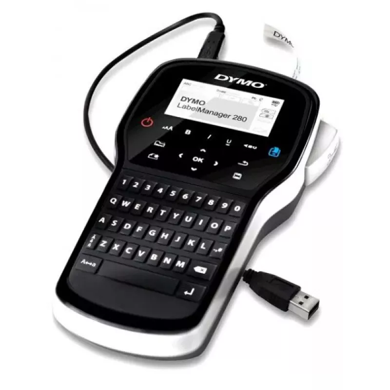 Etikečių spausdintuvas Dymo LabelManager 280 — terminis perkėlimas, D1 juosta 6/9/12 mm, įkraunamas, LCD, QWERTY