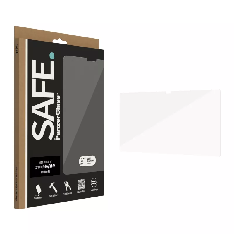 Ekrano apsauga PanzerGlass SAFE. Samsung Galaxy Tab A8 itin plačiai priglundanti grūdinto stiklo plėvelė