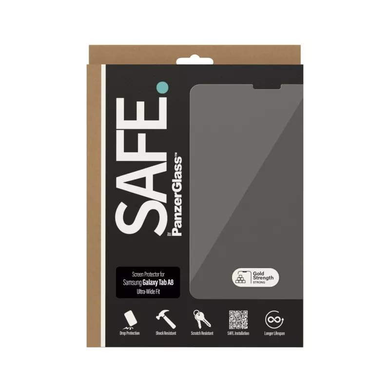 Ekrano apsauga PanzerGlass SAFE. Samsung Galaxy Tab A8 itin plačiai priglundanti grūdinto stiklo plėvelė