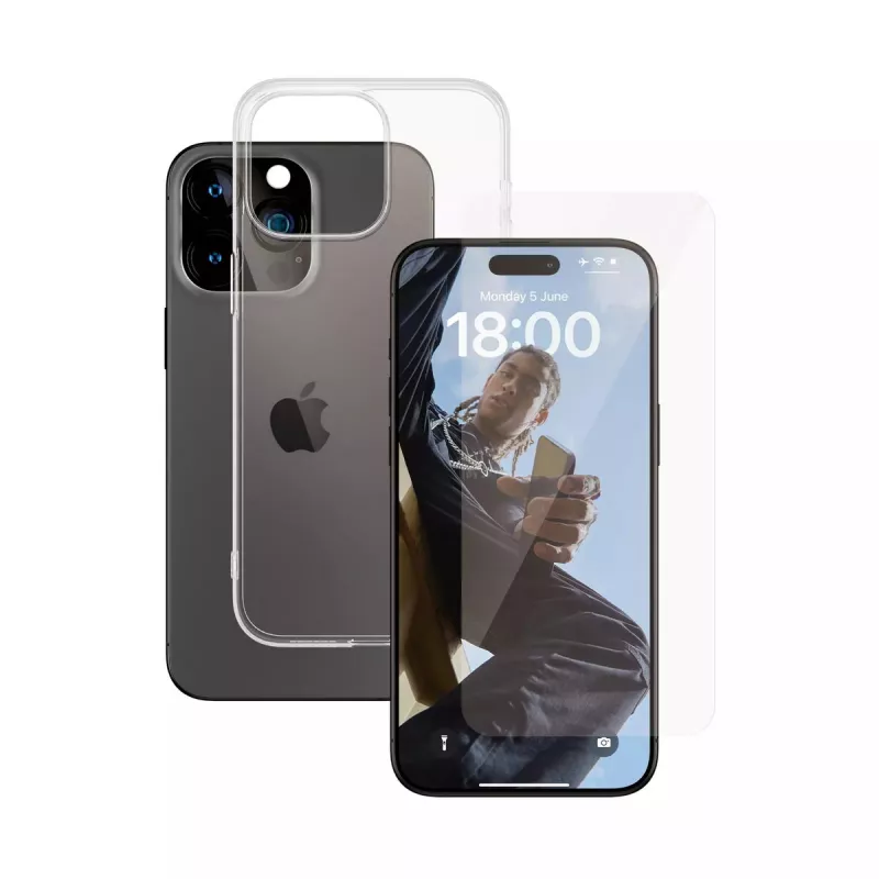 PanzerGlass SAFE. by 2-in-1 pakuotė iPhone 15 Pro Max atspari įbrėžimams ir smūgiams