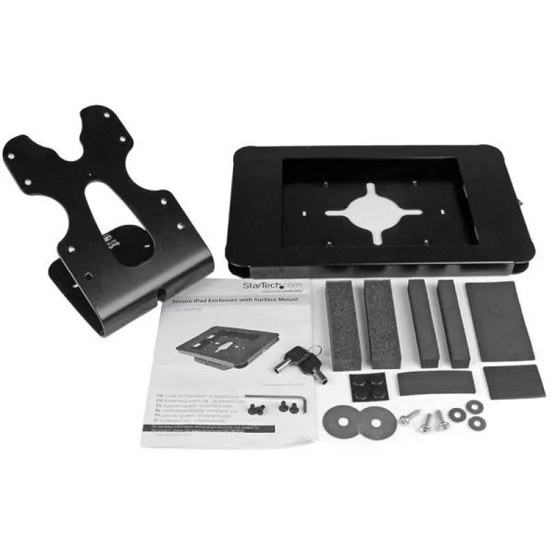 StarTech.com Saugus planšetinių kompiuterių stovas - stalinis arba tvirtinamas prie sienos, juoda, 24.6 cm (9.7 col.), 9.7 col. iPad, Plienas, 1.3 cm, Raktas
