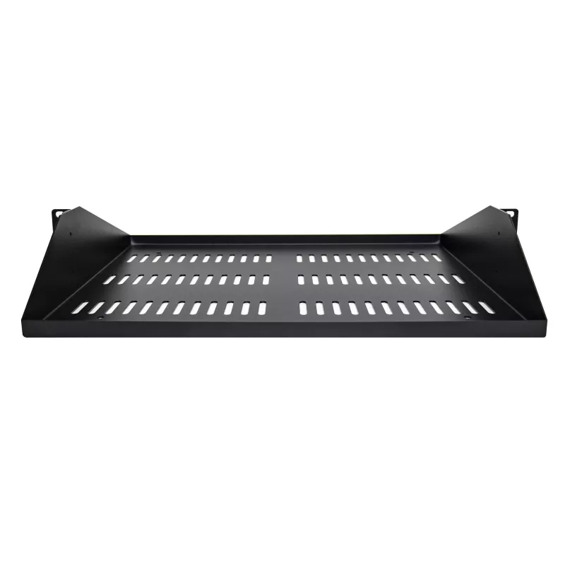 StarTech.com 2U serverio stovo lentyna, centre montuojamas universalus ventiliuojamas stovo konsolinis padėklas, skirtas 19 colių tinklo įrangos stovui, tvirto plieno, 200 svarų talpa, 14 colių gylio, juoda