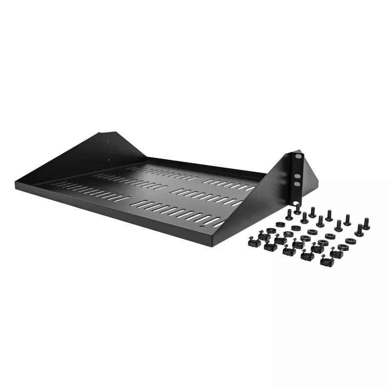 StarTech.com 2U serverio stovo lentyna, centre montuojamas universalus ventiliuojamas stovo konsolinis padėklas, skirtas 19 colių tinklo įrangos stovui, tvirto plieno, 200 svarų talpa, 14 colių gylio, juoda
