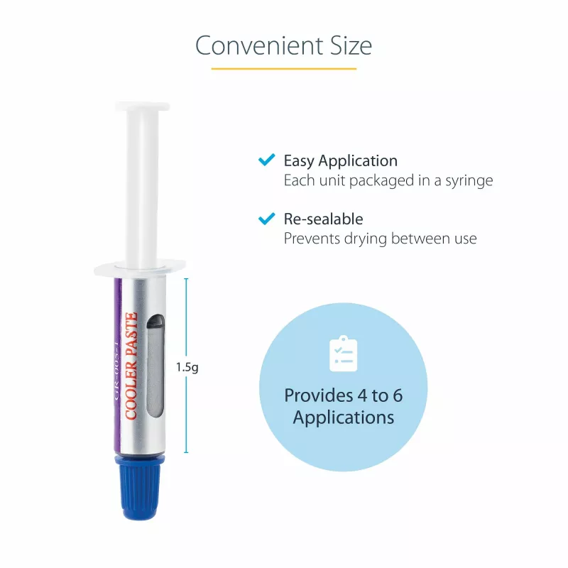 StarTech.com terminė pasta, metalo oksido junginys, pakartotinai užsandarinamas švirkštas (1,5 g), procesoriaus aušintuvo terminis tepalas