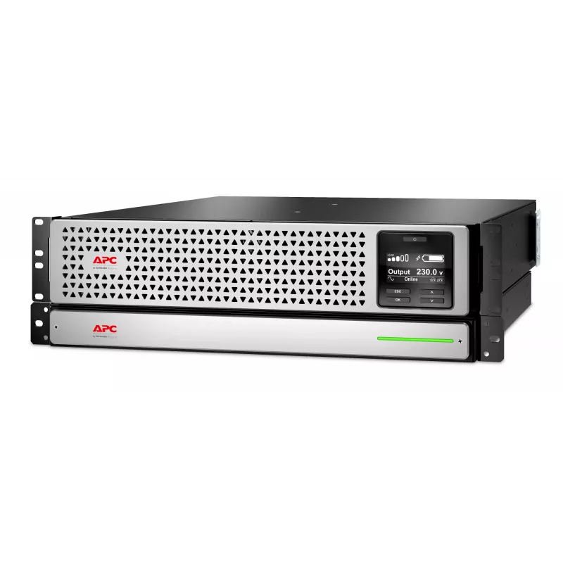 APC Smart-UPS On-Line, 1500VA, Rackmount 3U, 230V, 8x C13 IEC išvestys, SmartSlot, išplėstas veikimo laikas, su bėgių rinkiniu, su ličio jonų išorine baterija