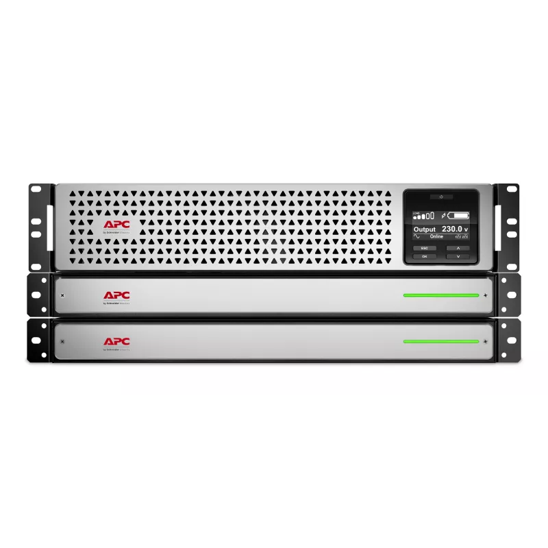 APC Smart-UPS On-Line, 1500VA, Rackmount 3U, 230V, 8x C13 IEC išvestys, SmartSlot, išplėstas veikimo laikas, su bėgių rinkiniu, su ličio jonų išorine baterija