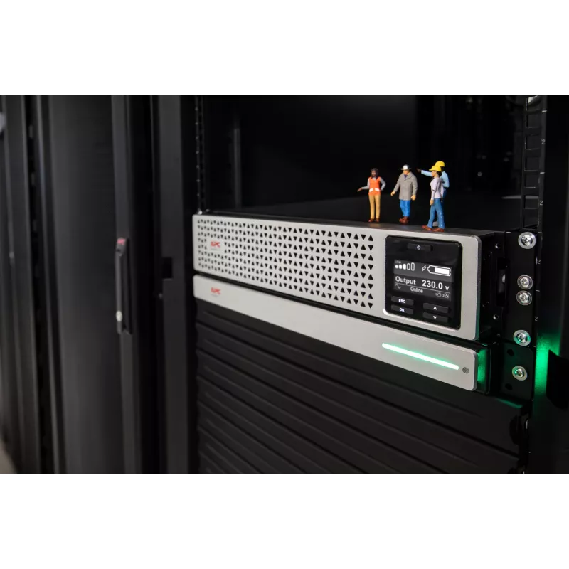 APC Smart-UPS On-Line, 1500VA, Rackmount 3U, 230V, 8x C13 IEC išvestys, SmartSlot, išplėstas veikimo laikas, su bėgių rinkiniu, su ličio jonų išorine baterija