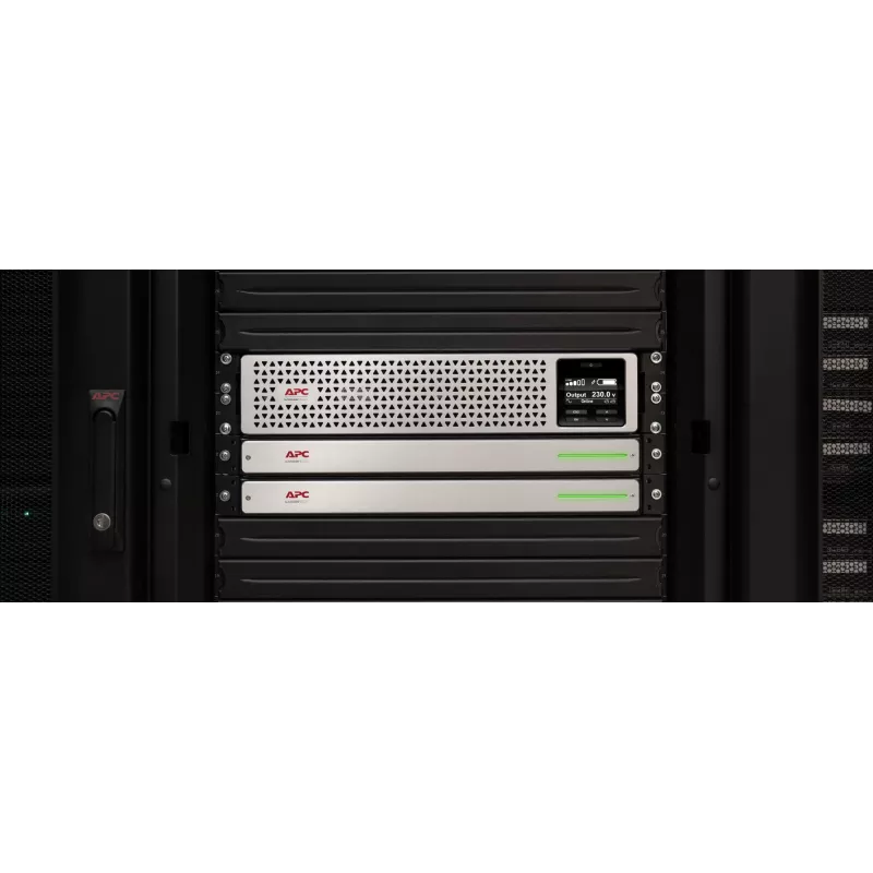 APC Smart-UPS On-Line, 1500VA, Rackmount 3U, 230V, 8x C13 IEC išvestys, SmartSlot, išplėstas veikimo laikas, su bėgių rinkiniu, su ličio jonų išorine baterija