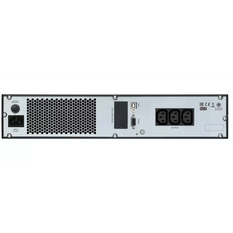 APC Easy UPS On-Line, 1000VA/800W, stovo montavimo 2U, 230V, 3x IEC C13 lizdai, išmanusis kortelės lizdas, LCD, be montavimo bėgelių rinkinio