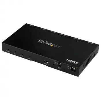 StarTech.com 2 prievadų HDMI skirstytuvas (1x2) - 4K 60Hz UHD HDMI 2.0 garso ir vaizdo skirstytuvas su keitikliu ir garso ištraukikliu (3,5 mm/SPDIF) - dvigubas HDMI skirstytuvas (1 įėjimas, 2 išėjimai) - EDID kopijavimas - TV/projektorius