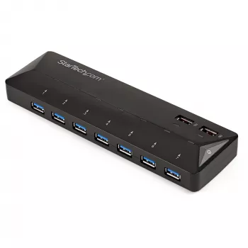 “StarTech.com” 7 prievadų USB 3.0 šakotuvas su specialiais įkrovimo prievadais – 2 x 2,4 A prievadai~7 prievadų USB 3.0 šakotuvas (5 Gb/s) su specialiais įkrovimo prievadais – 2 x 2,4 A prievadai