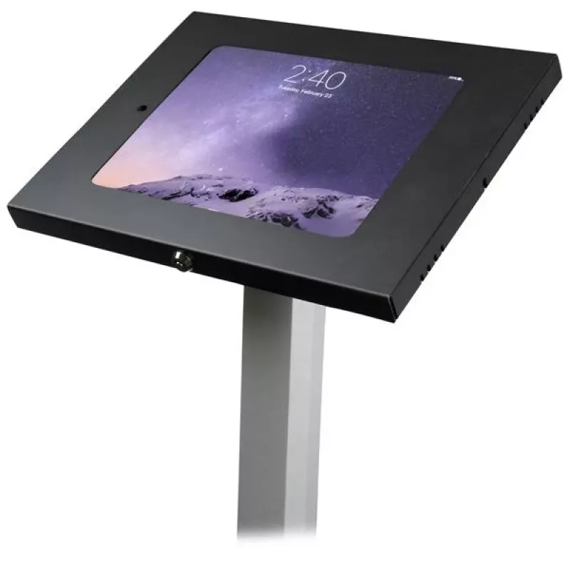 StarTech.com Secure Tablet Floor Stand - Anti-Theft, juoda, sidabrinė, planšetinis kompiuteris, daugialypės terpės stovas, aliuminis, plastikas, plienas, 1,5 kg, 24,6 cm (9,7 colio)