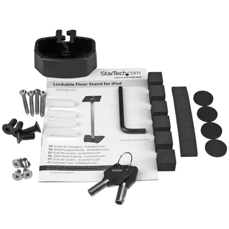 StarTech.com Secure Tablet Floor Stand - Anti-Theft, juoda, sidabrinė, planšetinis kompiuteris, daugialypės terpės stovas, aliuminis, plastikas, plienas, 1,5 kg, 24,6 cm (9,7 colio)