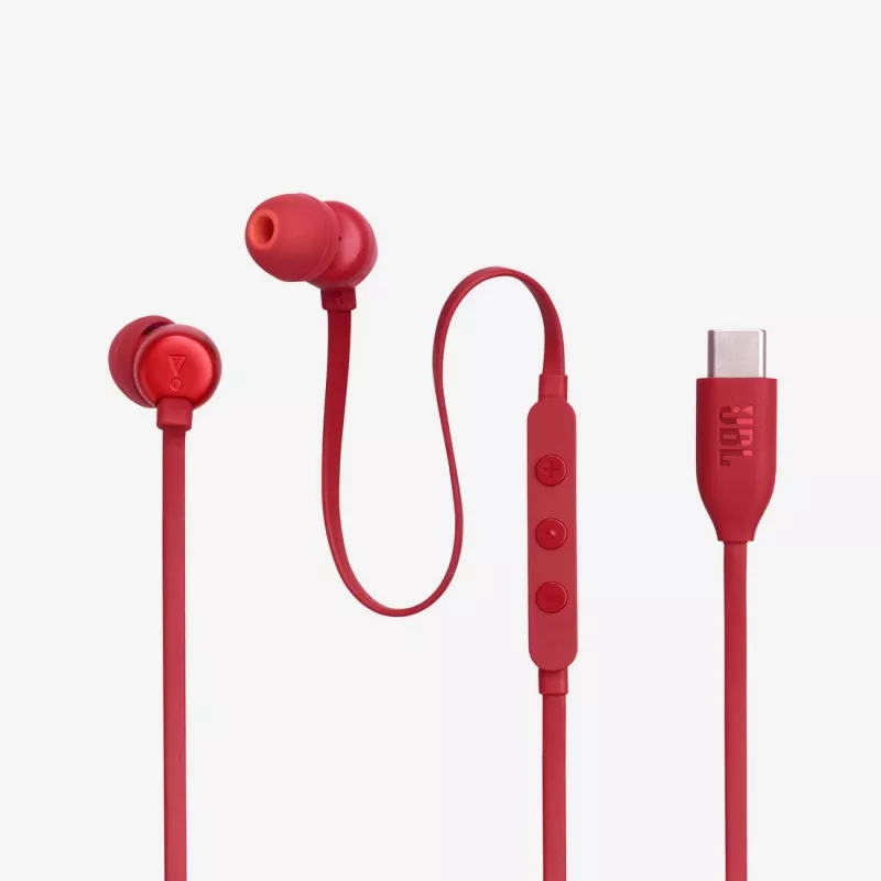 JBL Tune 310C ausinės laidinės į ausis skambučiams/muzikai USB Type-C raudonos