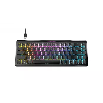 Turtle Beach Vulcan II Mini Air klaviatūra, skirta žaidimams, RF belaidė + Bluetooth, QWERTZ, vokiška, juoda