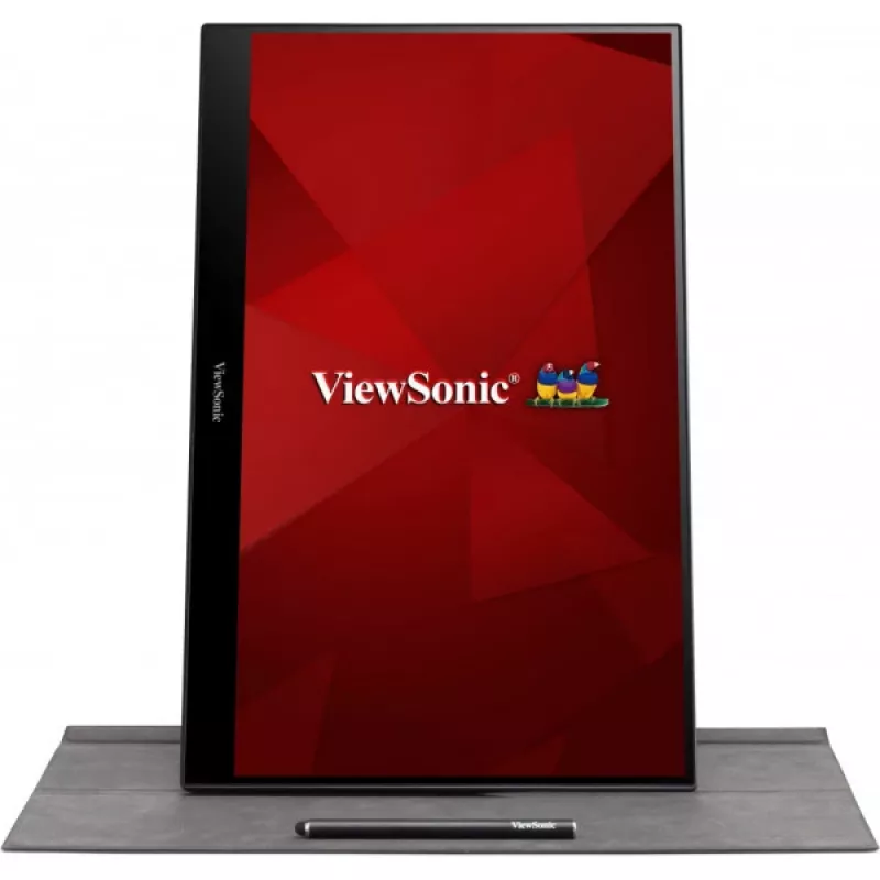 Viewsonic TD1655 kompiuterio monitorius 39,6 cm (15,6 col.) 1920 x 1080 pikselių Full HD LED jutiklinis ekranas, kelių naudotojų, juodas, sidabrinis