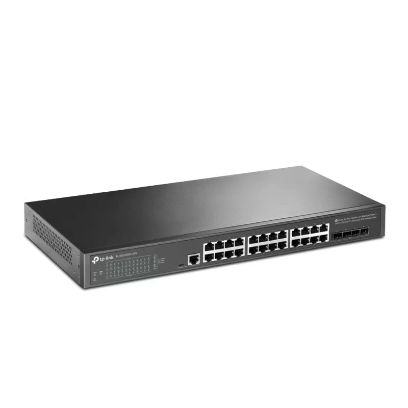 TP-Link JetStream TL-SG3428X-UPS tinklo jungiklis Valdomas L2+/L3 Gigabit Ethernet (10/100/1000) 1U Juoda
