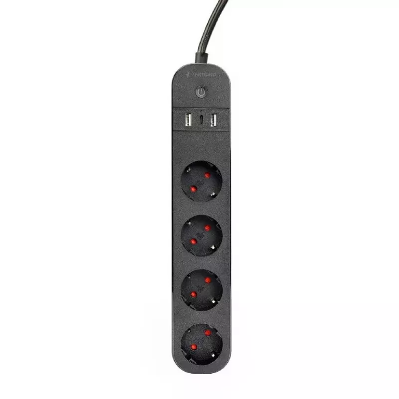 Maitinimo lizdų blokas Gembird TSL-PS-S4U-01 Smart 4 kintamosios srovės lizdai
