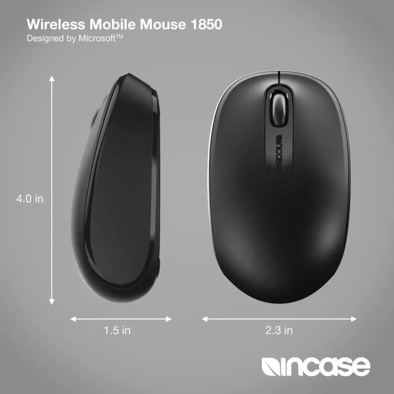 Incase Designed by Microsoft belaidė mobilioji pelė 1850, kelionėms, abiem rankoms tinkama, RF belaidė, optinė