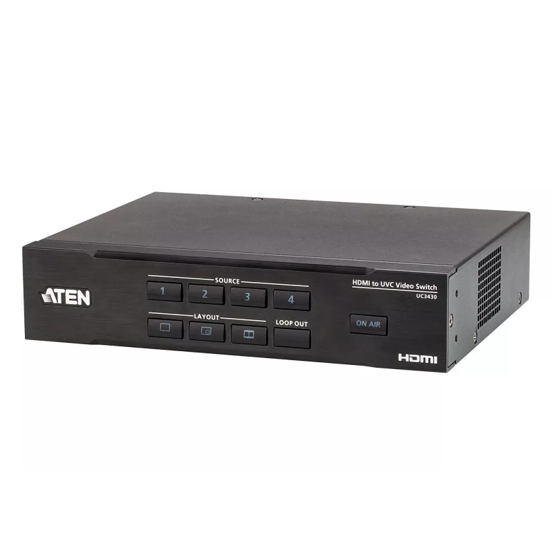 ATEN CAMLIVE PRO 4K 4 įėjimų HDMI į USB vaizdo perjungiklis, juodas, HDMI, 3840 x 2160 pikselių, metalas, Taivanas, 3840 x 2160 1920 x 1080 1280 x 720