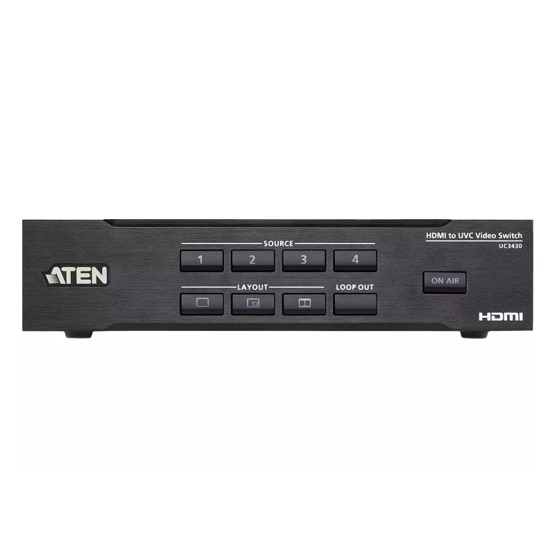 ATEN CAMLIVE PRO 4K 4 įėjimų HDMI į USB vaizdo perjungiklis, juodas, HDMI, 3840 x 2160 pikselių, metalas, Taivanas, 3840 x 2160 1920 x 1080 1280 x 720