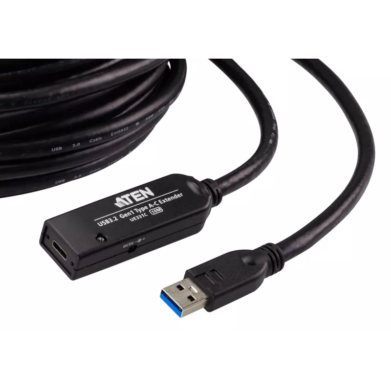 ATEN USB 3.2 Gen1 ilgintuvo kabelis 10 m USB A į USB C juodas