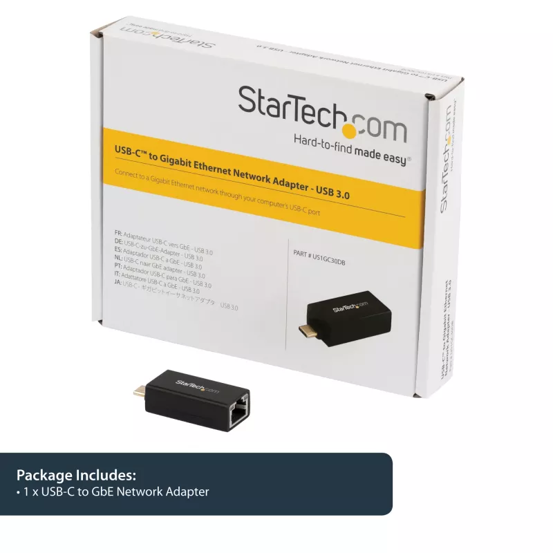 StarTech.com USB-C į Gigabit Ethernet adapteris - 1Gbps NIC USB 3.0/USB 3.1 Type-C tinklo adapteris - 1GbE USB-C į RJ45/LAN prievadą, suderinamas su Thunderbolt 3, Windows, MacBook Pro, Chromebook