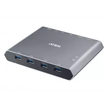 ATEN 2 prievadų 4K DisplayPort USB-C KVM dokas-perjungiklis su maitinimo perdavimu