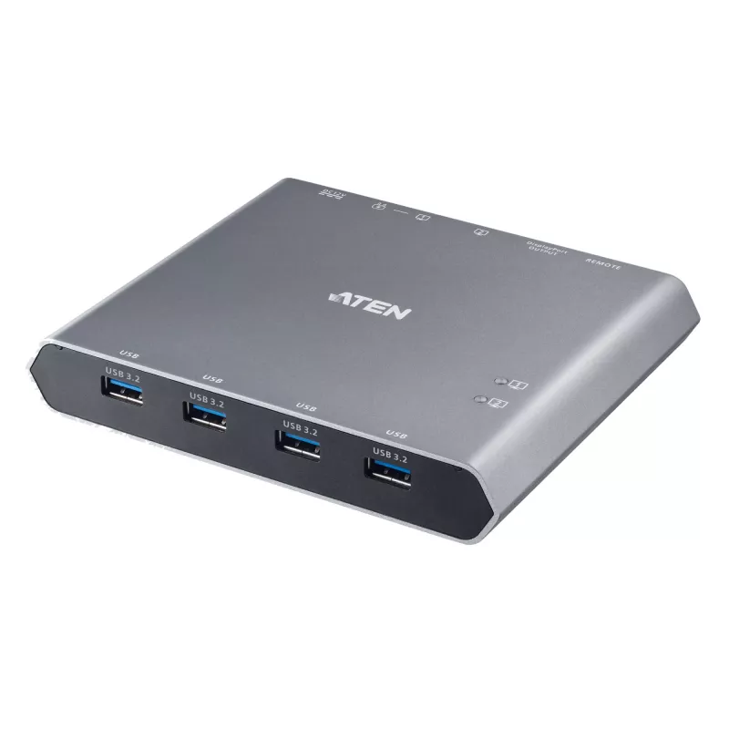 ATEN 2 prievadų 4K DisplayPort USB-C KVM dokas-perjungiklis su maitinimo perdavimu