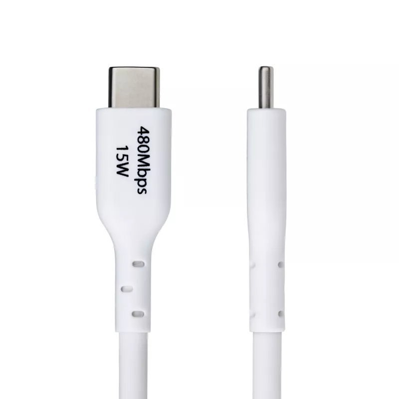 StarTech.com 3 m USB-A į USB-C įkrovimo laidas, įkrovimas ir sinchronizavimas, 3A, USB 2.0, TPE apvalkalas – baltas USB įkrovimo laidas