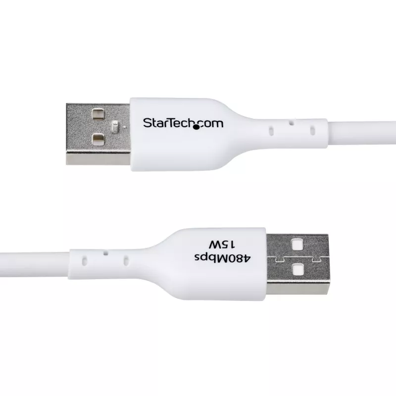 StarTech.com 3 m USB-A į USB-C įkrovimo laidas, įkrovimas ir sinchronizavimas, 3A, USB 2.0, TPE apvalkalas – baltas USB įkrovimo laidas