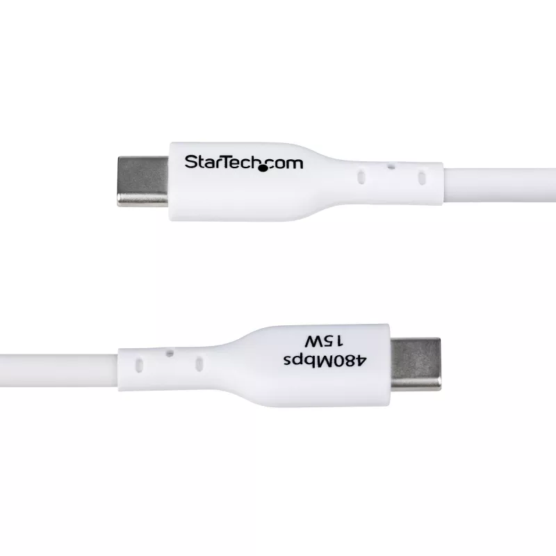 StarTech.com 3 m USB-A į USB-C įkrovimo laidas, įkrovimas ir sinchronizavimas, 3A, USB 2.0, TPE apvalkalas – baltas USB įkrovimo laidas